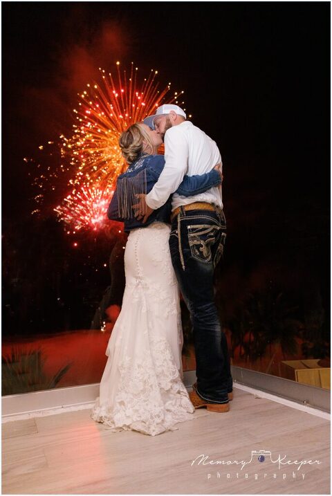 Fireworks on the beach wedding in Mexico